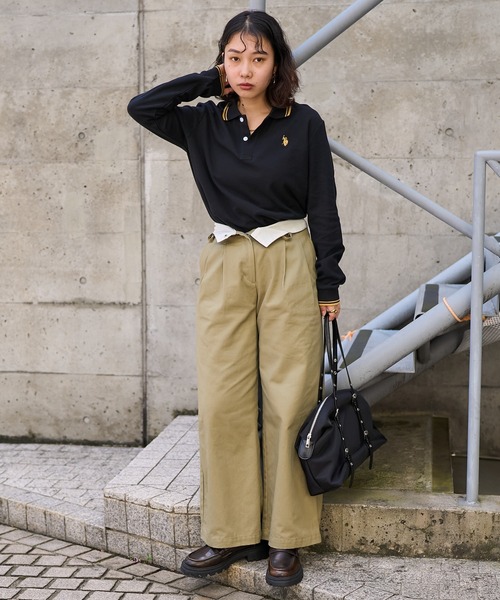 PUBLUX（パブリュクス）の「U.S. POLO ASSN. × PUBLUX/ユーエスポロアッスン 襟ライン入り鹿の子ポロシャツ　限定展開（Tシャツ/カットソー・レディース・ナチュラル/ブラック/イエロー/ネイビー/ブラウン・ﾌﾘ-）」の9枚目の写真