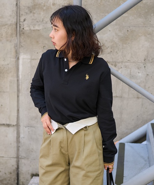 PUBLUX（パブリュクス）の「U.S. POLO ASSN. × PUBLUX/ユーエスポロアッスン 襟ライン入り鹿の子ポロシャツ　限定展開（Tシャツ/カットソー・レディース・ナチュラル/ブラック/イエロー/ネイビー/ブラウン・ﾌﾘ-）」の11枚目の写真