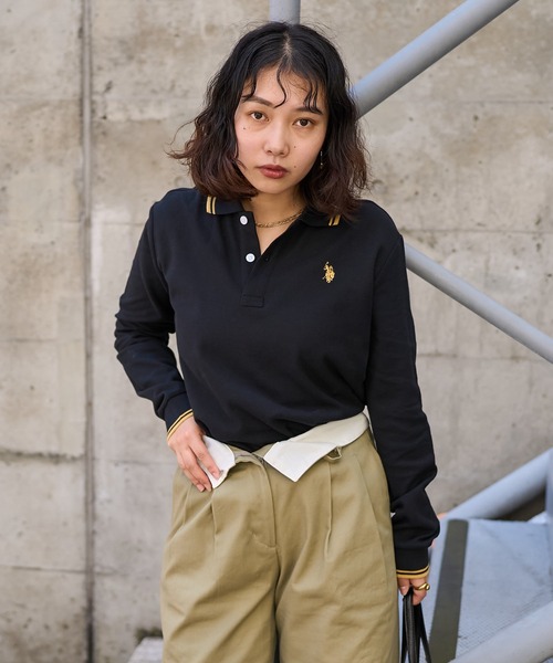 PUBLUX（パブリュクス）の「U.S. POLO ASSN. × PUBLUX/ユーエスポロアッスン 襟ライン入り鹿の子ポロシャツ　限定展開（Tシャツ/カットソー・レディース・ナチュラル/ブラック/イエロー/ネイビー/ブラウン・ﾌﾘ-）」の12枚目の写真