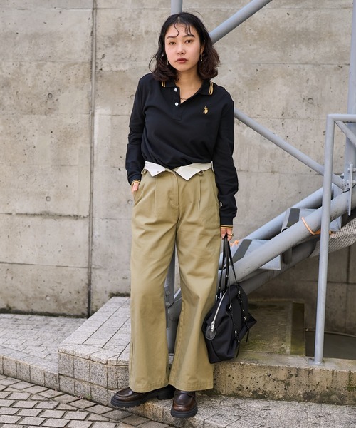 PUBLUX（パブリュクス）の「U.S. POLO ASSN. × PUBLUX/ユーエスポロアッスン 襟ライン入り鹿の子ポロシャツ　限定展開（Tシャツ/カットソー・レディース・ナチュラル/ブラック/イエロー/ネイビー/ブラウン・ﾌﾘ-）」の13枚目の写真