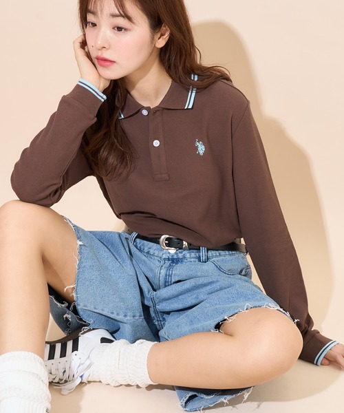 PUBLUX（パブリュクス）の「U.S. POLO ASSN. × PUBLUX/ユーエスポロアッスン 襟ライン入り鹿の子ポロシャツ　限定展開（Tシャツ/カットソー・レディース・ナチュラル/ブラック/イエロー/ネイビー/ブラウン・ﾌﾘ-）」の17枚目の写真
