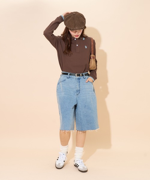 PUBLUX（パブリュクス）の「U.S. POLO ASSN. × PUBLUX/ユーエスポロアッスン 襟ライン入り鹿の子ポロシャツ　限定展開（Tシャツ/カットソー・レディース・ナチュラル/ブラック/イエロー/ネイビー/ブラウン・ﾌﾘ-）」の19枚目の写真