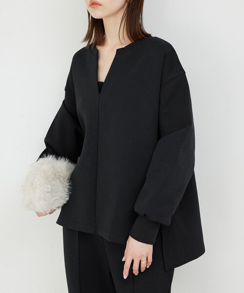 SLOBE IENA（スローブイエナ）の「ダンボールスキッパープルオーバー（スウェット・レディース・ブラック/ネイビー・FREE）」の8枚目の写真