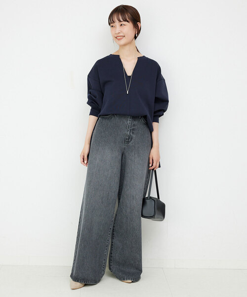 SLOBE IENA（スローブイエナ）の「ダンボールスキッパープルオーバー（スウェット・レディース・ブラック/ネイビー・FREE）」の11枚目の写真