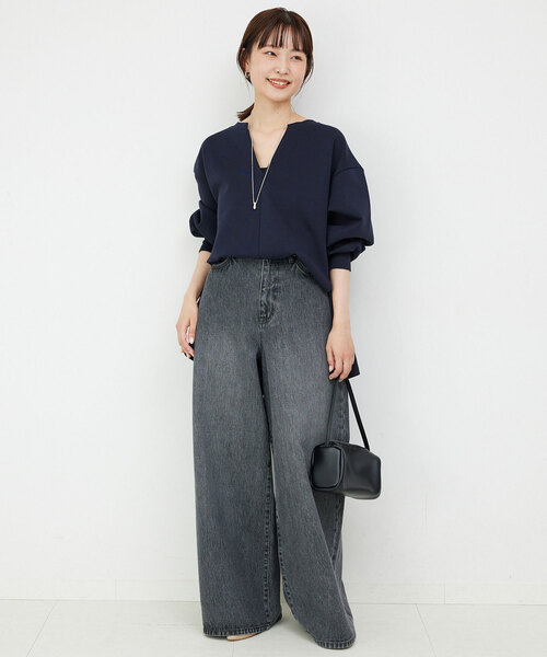 SLOBE IENA（スローブイエナ）の「ダンボールスキッパープルオーバー（スウェット・レディース・ブラック/ネイビー・FREE）」の12枚目の写真