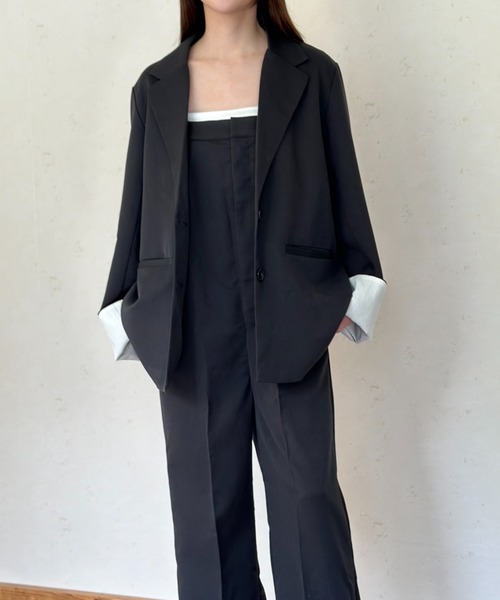 Per sist ence（パーシエンス）の「TRツイル袖折り返しシングルジャケット（テーラードジャケット・レディース・グレー/チャコールグレー/ブラック/グレイッシュベージュ/ベージュ系・FREE）」の8枚目の写真