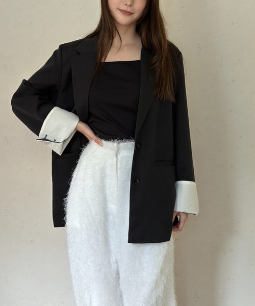 Per sist ence（パーシエンス）の「TRツイル袖折り返しシングルジャケット（テーラードジャケット・レディース・グレー/チャコールグレー/ブラック/グレイッシュベージュ/ベージュ系・FREE）」の13枚目の写真