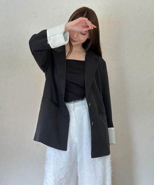 Per sist ence（パーシエンス）の「TRツイル袖折り返しシングルジャケット（テーラードジャケット・レディース・グレー/チャコールグレー/ブラック/グレイッシュベージュ/ベージュ系・FREE）」の20枚目の写真