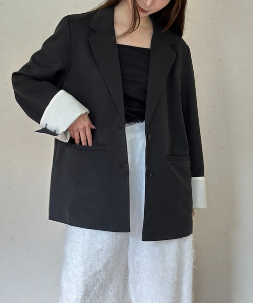 Per sist ence（パーシエンス）の「TRツイル袖折り返しシングルジャケット（テーラードジャケット・レディース・グレー/チャコールグレー/ブラック/グレイッシュベージュ/ベージュ系・FREE）」の22枚目の写真