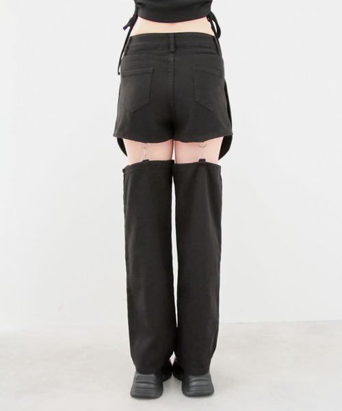 Diable baiser(ディアブルベーゼ)の「ショート&ロング2wayルーズデニムワイドパンツ(デニムパンツ・レディース・ブラック・SMALL/MEDIUM/LARGE/LL)」の8枚目の写真