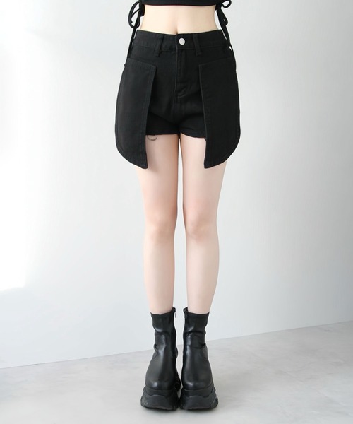 Diable baiser(ディアブルベーゼ)の「ショート&ロング2wayルーズデニムワイドパンツ(デニムパンツ・レディース・ブラック・SMALL/MEDIUM/LARGE/LL)」の10枚目の写真