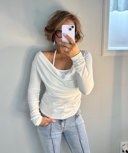 ipugo(イプゴ)の「ipugo/イプゴ ドッキングキャミ ロンT(Tシャツ/カットソー・レディース・ホワイト/ブラック・FREE)」の16枚目の写真