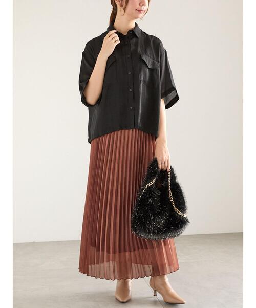 Te chichi（テチチ）の「オーロラサテンプリーツスカート（スカート・レディース・ブラウン/グレー/ブルー・F）」の8枚目の写真