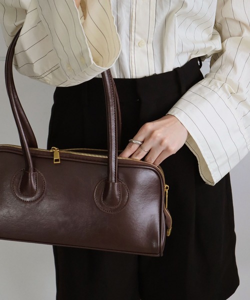 ammy.（エイミードット）の「【 ammy. / エイミードット 】 ビンテージライク ロング ボストンバッグ / ハンドバッグ（ボストンバッグ・レディース・ブラック/ブラウン/グリーン・FREE）」の3枚目の写真