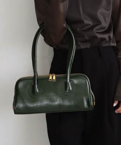 ammy.（エイミードット）の「【 ammy. / エイミードット 】 ビンテージライク ロング ボストンバッグ / ハンドバッグ（ボストンバッグ・レディース・ブラック/ブラウン/グリーン・FREE）」の8枚目の写真