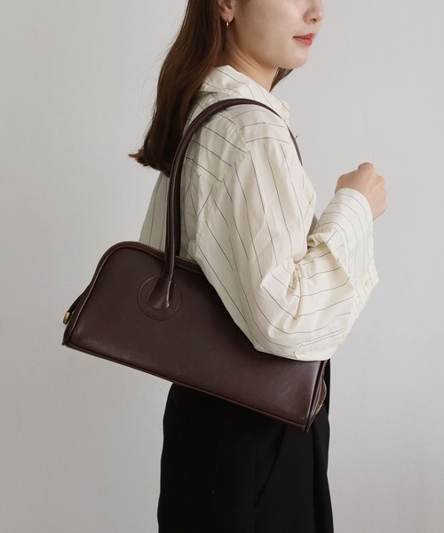 ammy.（エイミードット）の「【 ammy. / エイミードット 】 ビンテージライク ロング ボストンバッグ / ハンドバッグ（ボストンバッグ・レディース・ブラック/ブラウン/グリーン・FREE）」の6枚目の写真