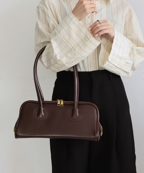 ammy.（エイミードット）の「【 ammy. / エイミードット 】 ビンテージライク ロング ボストンバッグ / ハンドバッグ（ボストンバッグ・レディース・ブラック/ブラウン/グリーン・FREE）」の7枚目の写真