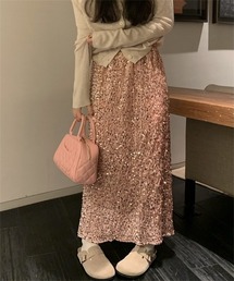バックスリットスパンコールロングスカート