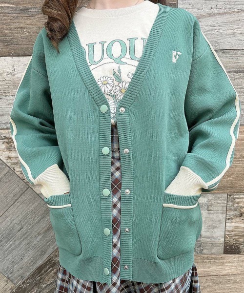 F i.n.t(フィント)の「トラックラインニットカーディガン/fint(カーディガン/ボレロ・レディース・ベージュ/レッド/グリーン・FREE)」の5枚目の写真