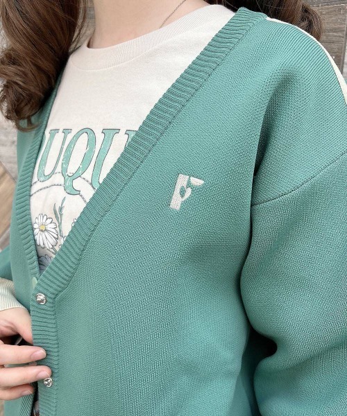 F i.n.t(フィント)の「トラックラインニットカーディガン/fint(カーディガン/ボレロ・レディース・ベージュ/レッド/グリーン・FREE)」の6枚目の写真