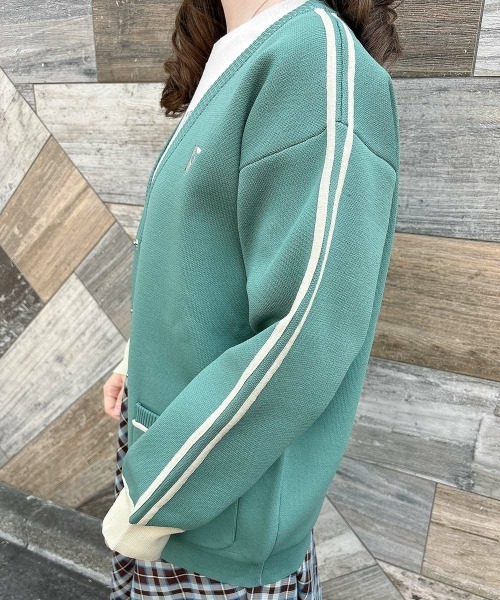 F i.n.t(フィント)の「トラックラインニットカーディガン/fint(カーディガン/ボレロ・レディース・ベージュ/レッド/グリーン・FREE)」の7枚目の写真