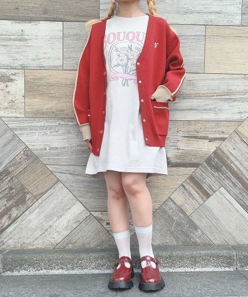 F i.n.t(フィント)の「トラックラインニットカーディガン/fint(カーディガン/ボレロ・レディース・ベージュ/レッド/グリーン・FREE)」の13枚目の写真