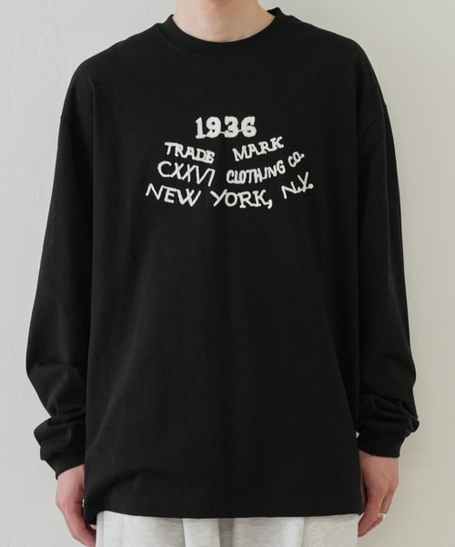 セール】刺繍 ロングスリーブトップス ロンT 長袖 カットソー（Tシャツ 