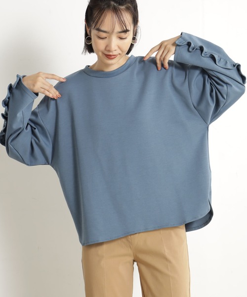 FOUND GOOD（ファウンドグッド）の「ポンチバックフリルPO/LS（Tシャツ/カットソー・レディース・ベージュ/ホワイト系5/ブルー系2/ブラック・L/M/S）」の4枚目の写真