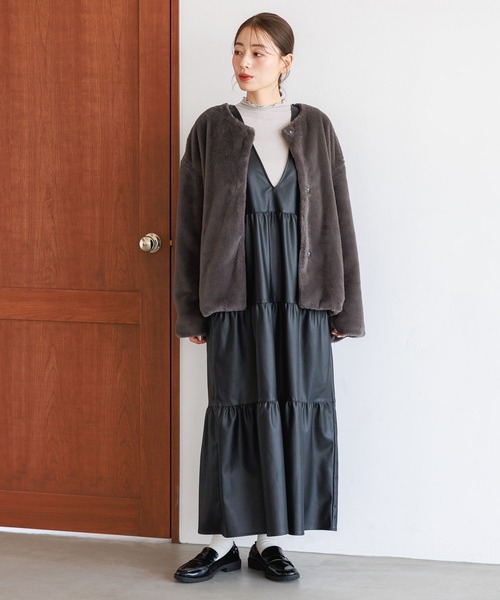 セール】ノーカラーファーブルゾン / 135667（ブルゾン）｜LAKOLE