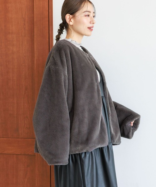 セール】ノーカラーファーブルゾン / 135667（ブルゾン）｜LAKOLE