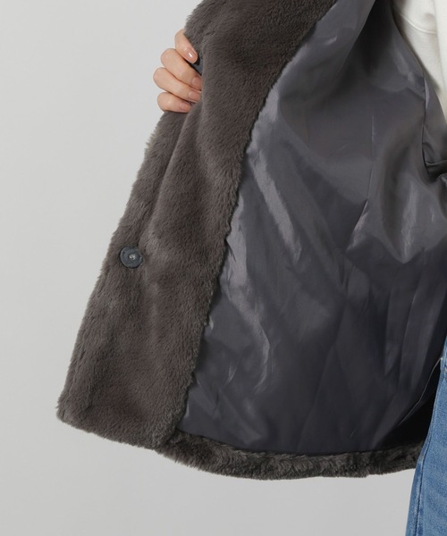 LAKOLE（ラコレ）の「ノーカラーファーブルゾン / 135667（ブルゾン・レディース・チャコール/アイボリー・MEDIUM/SMALL）」の22枚目の写真