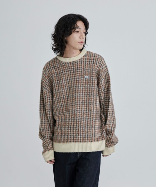 PENNEYS（ぺニーズ）の「Penneys（ぺニーズ）別注ジャガードクルーネックニット（ニット/セーター・メンズ・ブラック/ベージュ/ネイビー/オフホワイト・M/L/XL）」の13枚目の写真