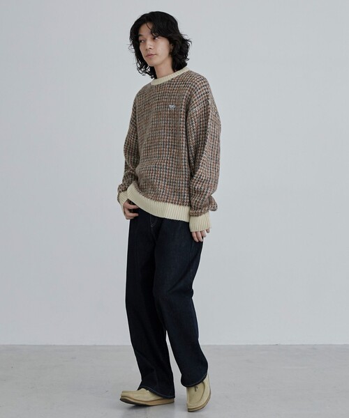 PENNEYS（ぺニーズ）の「Penneys（ぺニーズ）別注ジャガードクルーネックニット（ニット/セーター・メンズ・ブラック/ベージュ/ネイビー/オフホワイト・M/L/XL）」の14枚目の写真