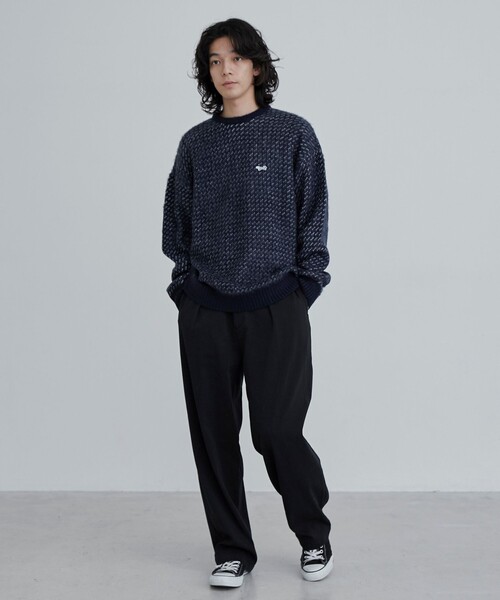 PENNEYS（ぺニーズ）の「Penneys（ぺニーズ）別注ジャガードクルーネックニット（ニット/セーター・メンズ・ブラック/ベージュ/ネイビー/オフホワイト・M/L/XL）」の19枚目の写真