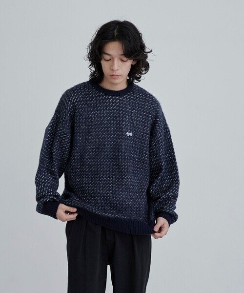 PENNEYS（ぺニーズ）の「Penneys（ぺニーズ）別注ジャガードクルーネックニット（ニット/セーター・メンズ・ブラック/ベージュ/ネイビー/オフホワイト・M/L/XL）」の20枚目の写真