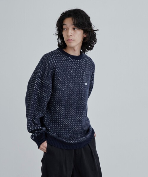 PENNEYS（ぺニーズ）の「Penneys（ぺニーズ）別注ジャガードクルーネックニット（ニット/セーター・メンズ・ブラック/ベージュ/ネイビー/オフホワイト・M/L/XL）」の22枚目の写真