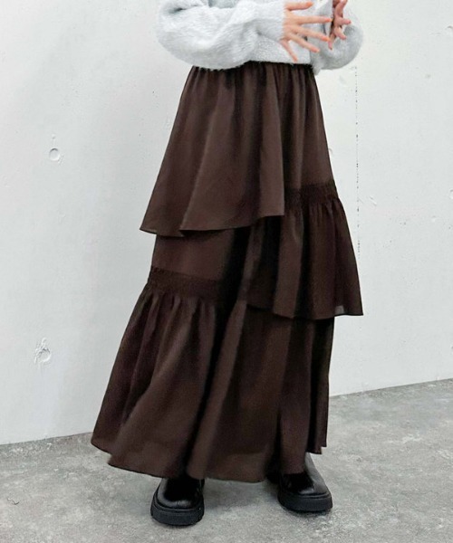 archives(アルシーヴ)の「マットサテンシャーリングティアードスカート(スカート・レディース・グレー/ブラウン/アイボリー/ブラック・MEDIUM)」の19枚目の写真