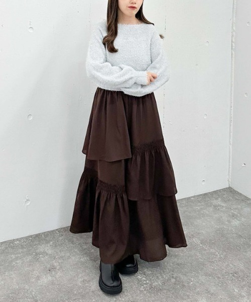 archives(アルシーヴ)の「マットサテンシャーリングティアードスカート(スカート・レディース・グレー/ブラウン/アイボリー/ブラック・MEDIUM)」の22枚目の写真