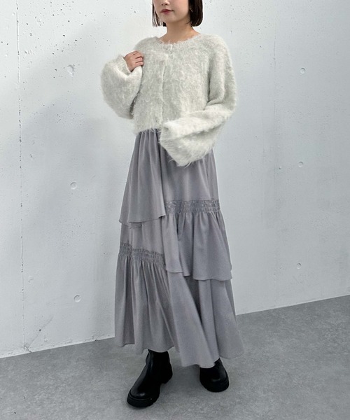 archives(アルシーヴ)の「マットサテンシャーリングティアードスカート(スカート・レディース・グレー/ブラウン/アイボリー/ブラック・MEDIUM)」の9枚目の写真