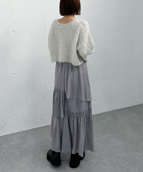 archives(アルシーヴ)の「マットサテンシャーリングティアードスカート(スカート・レディース・グレー/ブラウン/アイボリー/ブラック・MEDIUM)」の6枚目の写真