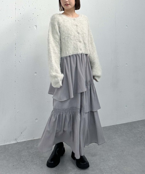 archives(アルシーヴ)の「マットサテンシャーリングティアードスカート(スカート・レディース・グレー/ブラウン/アイボリー/ブラック・MEDIUM)」の8枚目の写真