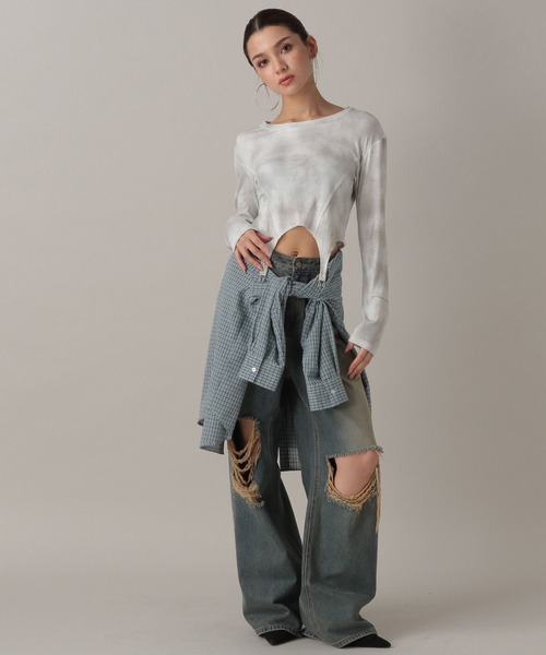 FOREVER 21（フォーエバー トゥエンティーワン）の「【2024FW】モヤ柄コンパクトカットソー（Tシャツ/カットソー・レディース・ナチュラル/ピンク/ブラック・FREE）」の14枚目の写真