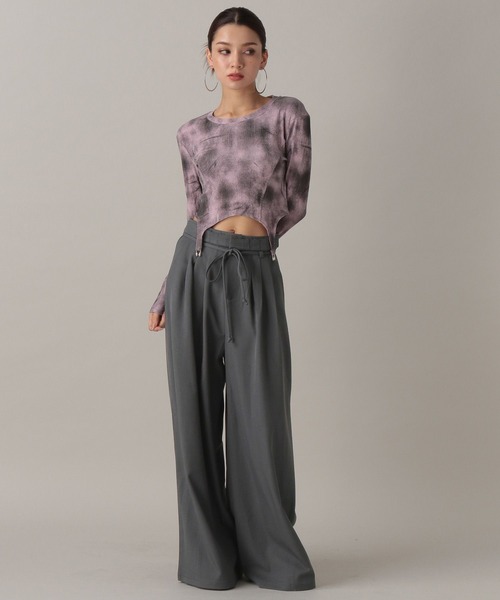 FOREVER 21（フォーエバー トゥエンティーワン）の「【2024FW】モヤ柄コンパクトカットソー（Tシャツ/カットソー・レディース・ナチュラル/ピンク/ブラック・FREE）」の4枚目の写真