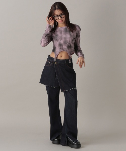 FOREVER 21（フォーエバー トゥエンティーワン）の「【2024FW】モヤ柄コンパクトカットソー（Tシャツ/カットソー・レディース・ナチュラル/ピンク/ブラック・FREE）」の7枚目の写真