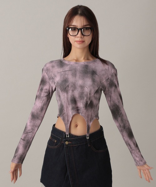 FOREVER 21（フォーエバー トゥエンティーワン）の「【2024FW】モヤ柄コンパクトカットソー（Tシャツ/カットソー・レディース・ナチュラル/ピンク/ブラック・FREE）」の19枚目の写真