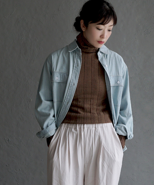 apartment department（アパートメントデパートメント）の「トタンリブ ロングタートルネックプルオーバー（ニット/セーター・レディース・アッシュブラウン/オフホワイト/杢グレー/ブラック/レッド・M）」の18枚目の写真