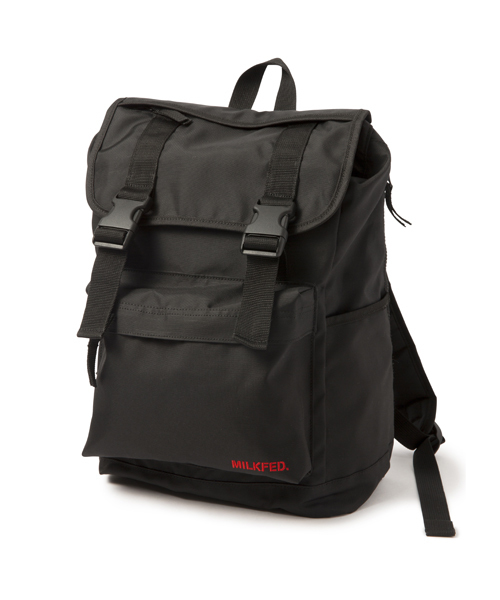 MILKFED.（ミルクフェド）の「FLAP BACKPACK（バックパック/リュック/ロゴ/ナイロン）（バックパック/リュック・レディース・ブラック/グレー・ONE SIZE）」の2枚目の写真