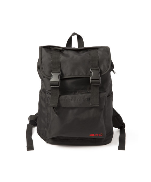 MILKFED.（ミルクフェド）の「FLAP BACKPACK（バックパック/リュック/ロゴ/ナイロン）（バックパック/リュック・レディース・ブラック/グレー・ONE SIZE）」の3枚目の写真