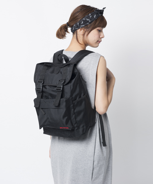 MILKFED.（ミルクフェド）の「FLAP BACKPACK（バックパック/リュック/ロゴ/ナイロン）（バックパック/リュック・レディース・ブラック/グレー・ONE SIZE）」の7枚目の写真