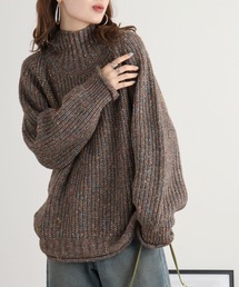 ブローディア BRODIAEA スリット入り配色ハイネックニット （ブラック） ブローディア BRODIAEA スリット入り配色ハイネックニット